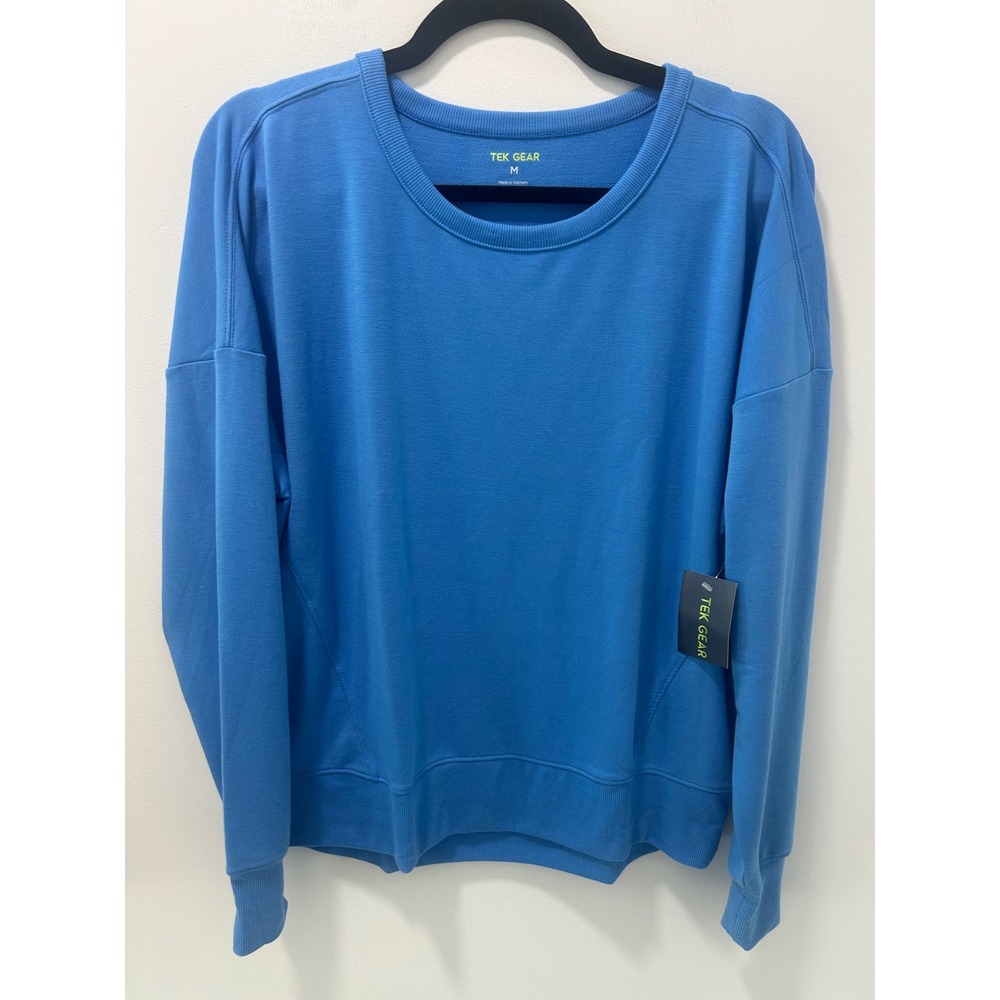 Tek Gear NWT Womens Blue Ultrasoft Crewneck Sweatshirt Drop Shoulder Medium New